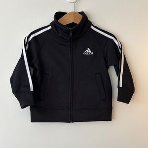 Adidas Black and White Full-Zip Hoodie
